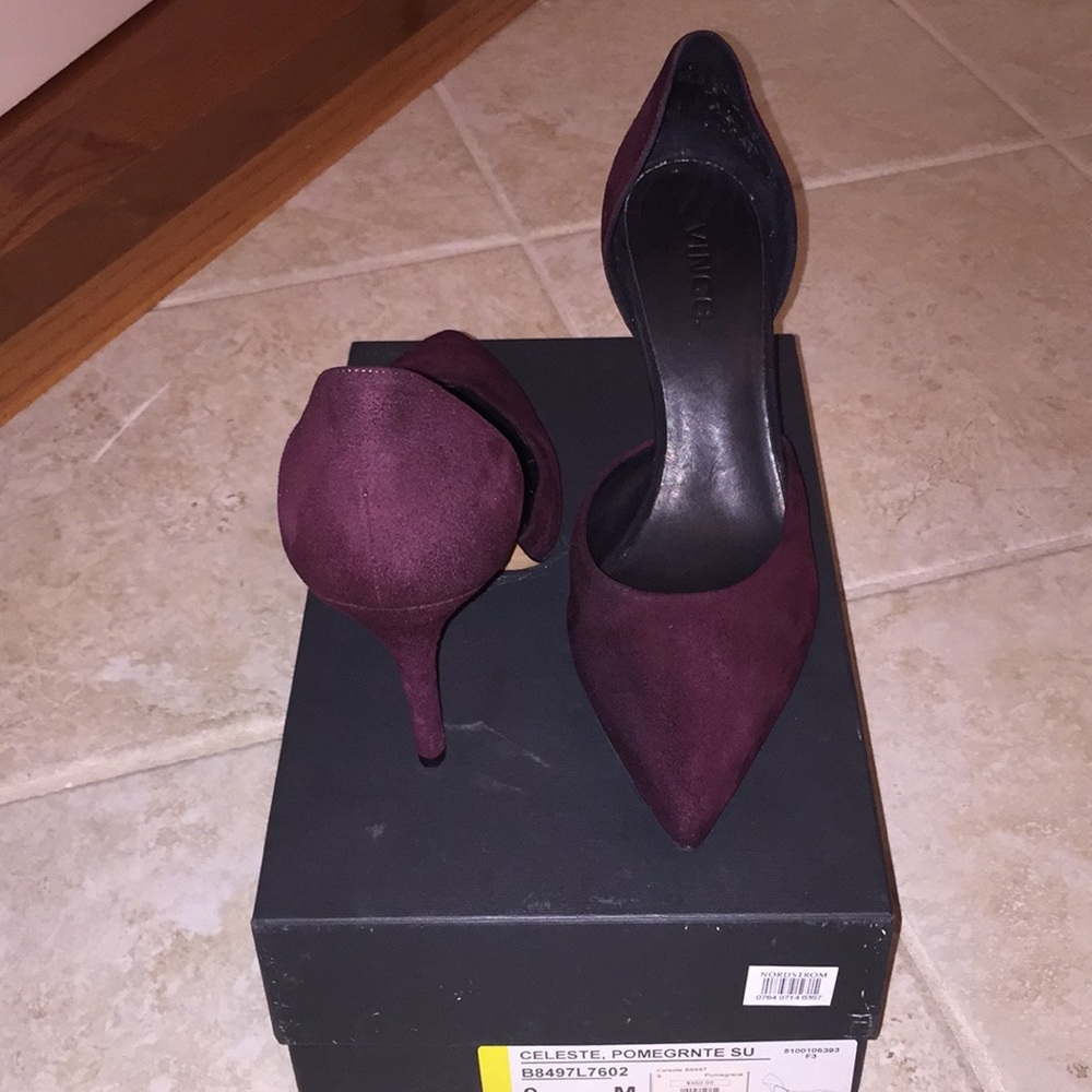 Vince Celeste Pomegranate Suede Pump, sz 9